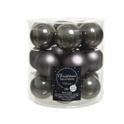 Decoris Kerstballen glas D4cm mix warm grijs
