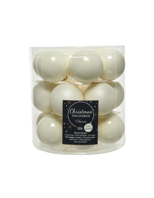 Decoris Kerstballen glas D4cm mix wolwit