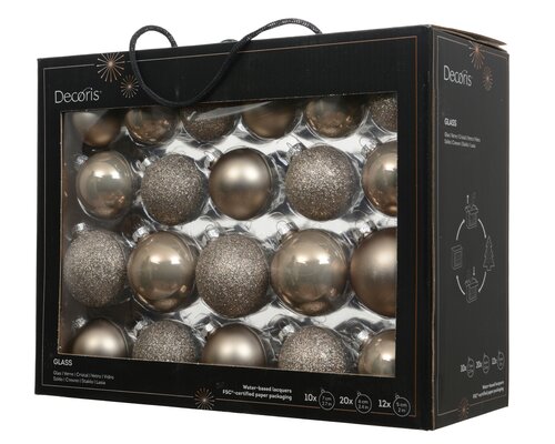 Decoris Kerstballen glas enamel,matt,glitter,transparent mix - afbeelding 1