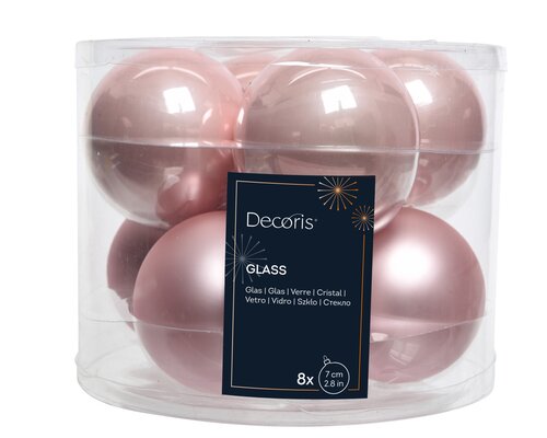 Decoris Kerstballen glas enamel,matt mix - afbeelding 1