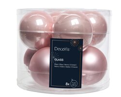 Decoris Kerstballen glas enamel,matt mix - afbeelding 1