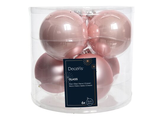Decoris Kerstballen glas enamel,matt mix - afbeelding 1