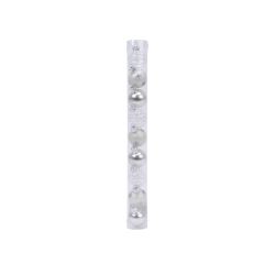 Decoris Kerstballen glas transparent shiny,matt lines,stars,snowflakes mix wit/zilver dia3cm