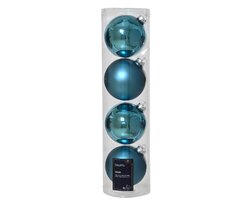 Decoris Kerstballen glas mix folk blue dia10cm - afbeelding 1