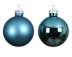 Decoris Kerstballen glas mix folk blue dia3.5cm - afbeelding 2
