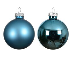 Decoris Kerstballen glas mix folk blue dia6cm - afbeelding 2
