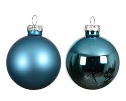 Decoris Kerstballen glas mix folk blue dia8cm - afbeelding 2