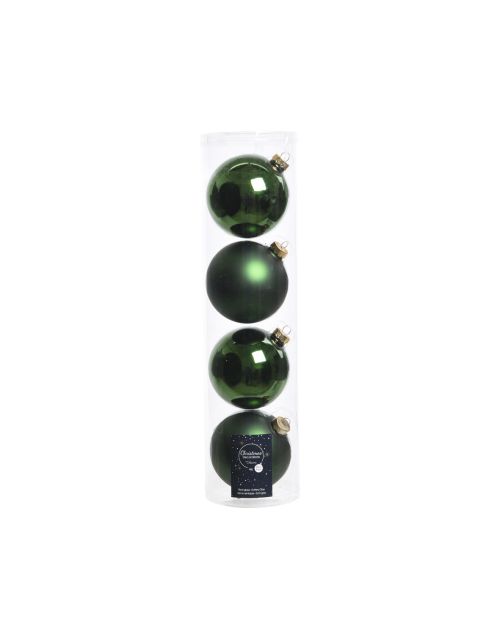Decoris kerstballen glas mix glanzend mat D10cm dennengroen