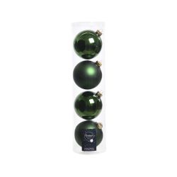 Decoris kerstballen glas mix glanzend mat D10cm dennengroen