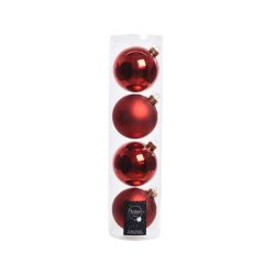 Decoris Kerstballen glas shiny,matt mix kerstrood dia10cm