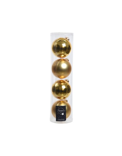 Decoris kerstballen glas mix glanzend mat D10cm licht goud