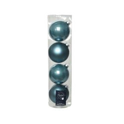 Decoris kerstballen glas mix glanzend mat D10cm ochtend blauw