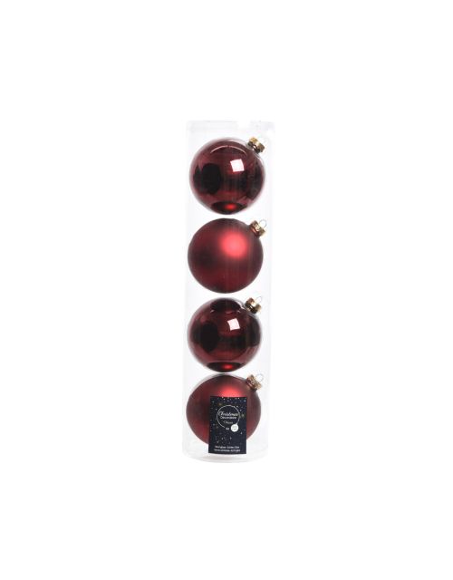 Decoris Kerstballen glas shiny-matt mix ossenbloed dia10cm