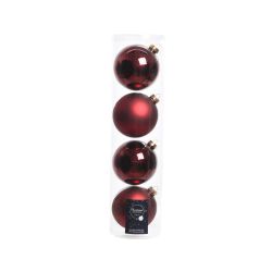 Decoris Kerstballen glas shiny-matt mix ossenbloed dia10cm