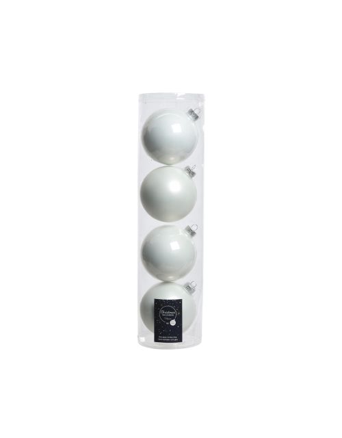 Decoris Kerstballen glas enamel,matt mix winterwit dia10cm