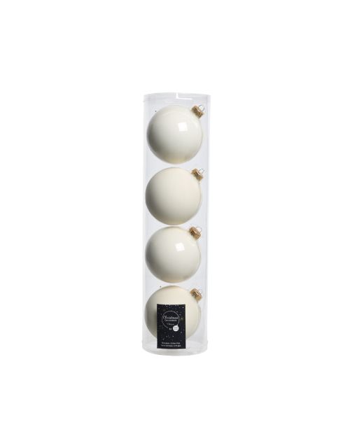 Decoris kerstballen glas mix glanzend mat D10cm wolwit