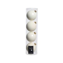 Decoris kerstballen glas mix glanzend mat D10cm wolwit