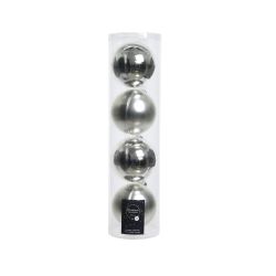 Decoris Kerstballen glas shiny-matt mix zilver dia10cm
