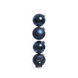 Decoris Kerstballen glas shiny,matt mix nachtblauw dia10cm