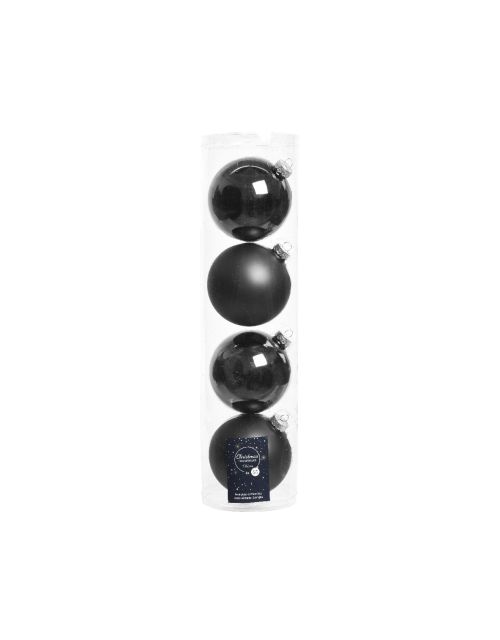 Decoris kerstballen glas mix glanzend mat D10cm zwart