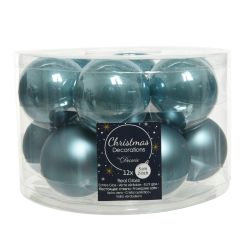 Decoris kerstballen glas mix glanzend mat D5cm ochtend blauw