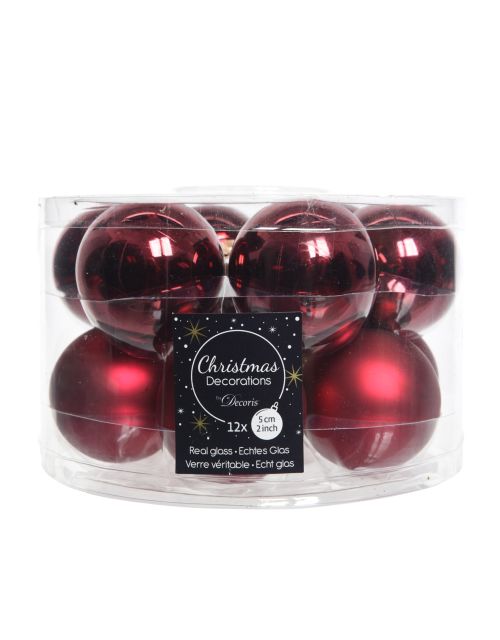 Decoris Kerstballen glas mix ossenbloed dia5cm