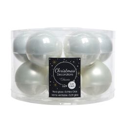 Decoris Kerstballen glas enamel,matt mix winterwit dia5cm