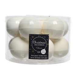 Decoris kerstballen glas mix glanzend mat D5cm wolwit