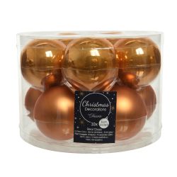 Decoris kerstballen glas mix glanzend mat D6cm amber