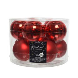 Decoris Kerstballen glas shiny,matt mix kerstrood dia6cm