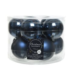 Decoris Kerstballen glas shiny,matt mix nachtblauw dia6cm