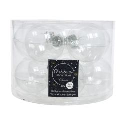 Decoris Kerstballen glas shiny transparant/helder dia6cm