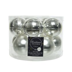Decoris Kerstballen glas shiny,matt mix zilver dia6cm