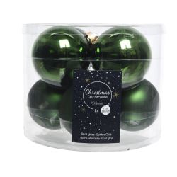 Decoris kerstballen glas mix glanzend mat D7cm dennengroen