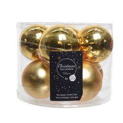 Decoris kerstballen glas mix glanzend mat D7cm licht goud
