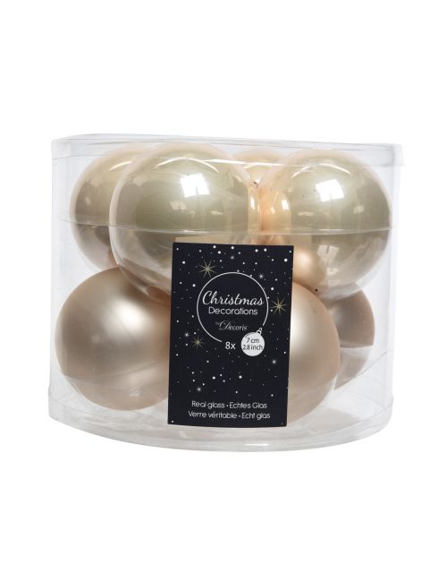 Decoris kerstballen glas mix glanzend mat D7cm parel
