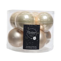 Decoris kerstballen glas mix glanzend mat D7cm parel
