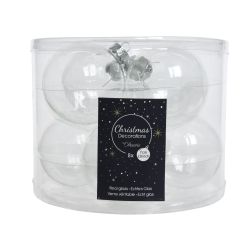 Decoris kerstballen glas mix glanzend mat D7cm transparant