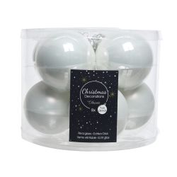 Decoris Kerstballen glas enamel,matt mix winterwit dia7cm