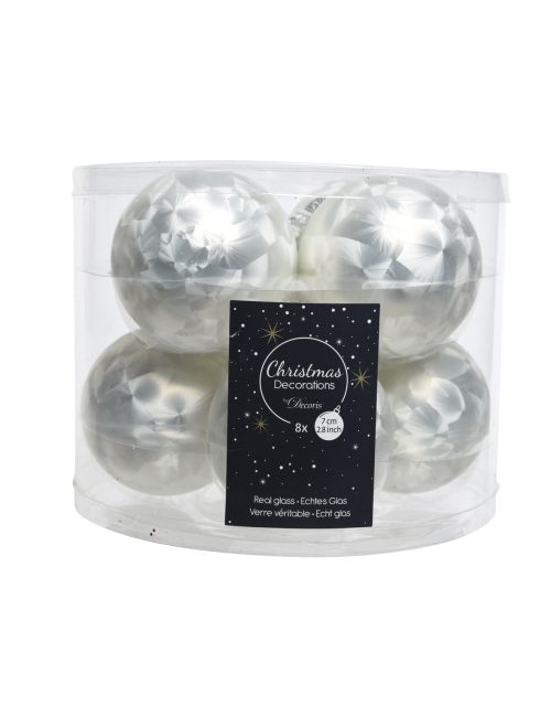 Decoris Kerstballen glas matt wit ijslak dia7cm