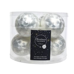 Decoris Kerstballen glas matt wit ijslak dia7cm