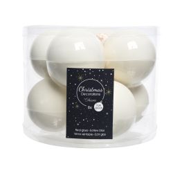 Decoris kerstballen glas mix glanzend mat D7cm wolwit