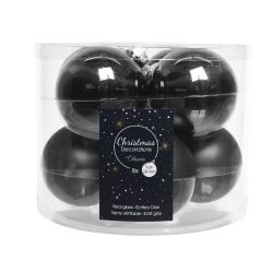 Decoris kerstballen glas mix glanzend mat D7cm zwart