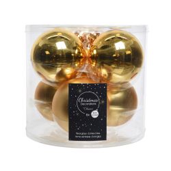 Decoris kerstballen glas mix glanzend mat D8cm licht goud