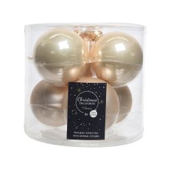 Decoris kerstballen glas mix glanzend mat D8cm parel