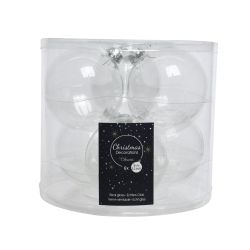 Decoris Kerstballen glas shiny transparant/helder dia8cm