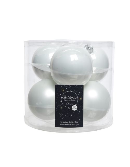 Decoris Kerstballen glas enamel,matt mix winterwit dia8cm
