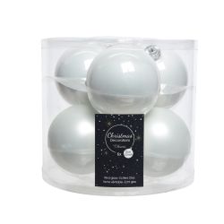 Decoris Kerstballen glas enamel,matt mix winterwit dia8cm