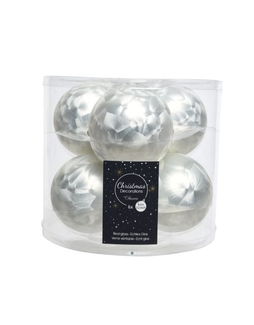 Decoris Kerstballen glas matt wit ijslak dia8cm