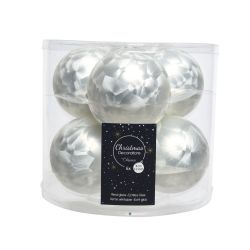 Decoris Kerstballen glas matt wit ijslak dia8cm